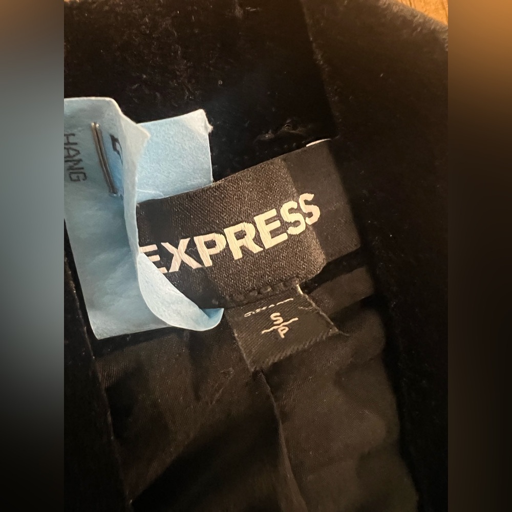 Sold* Express Women's Black Velvet Blazer Jacket Cinch Sleeve Open Front Small - Picture 5 of 13